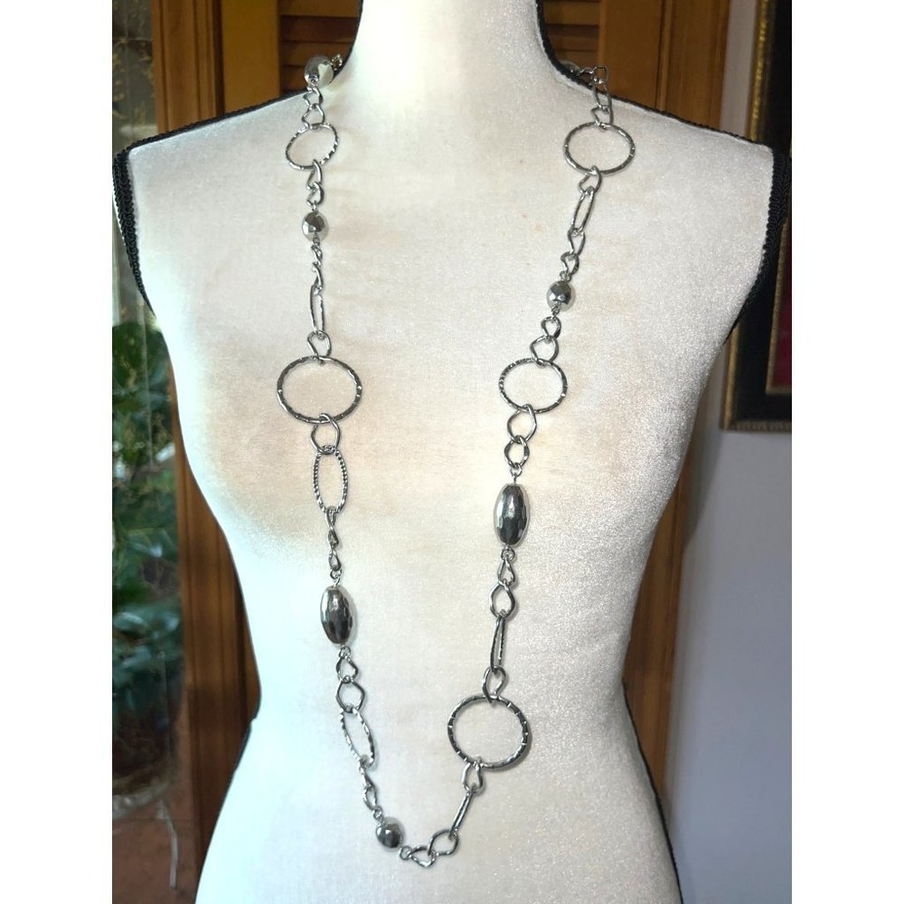 Lia Sophia Silver Link Necklace -- 42"